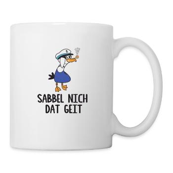 Möwe, Sabbel nich dat Geit, Geschenk - Tasse - Weiß - Rechts