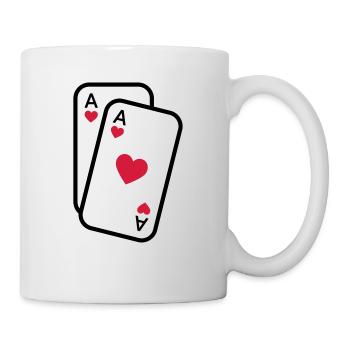 Cartes as de coeur cartes à jouer poker - Mug blanc - blanc - Droite
