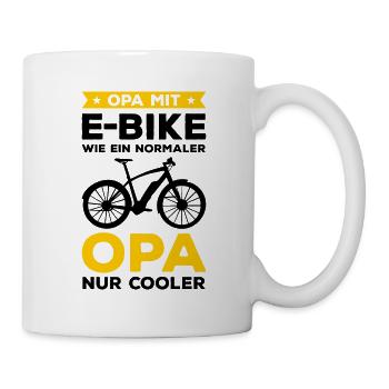 Radfahrer Opa Mit E-Bike Wie Eine Normale Opa Nur - Tasse - Weiß - Rechts