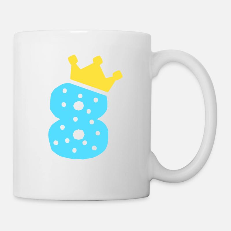 8 Krone 8 Geburtstag 8 Jahre - Tasse - Weiß