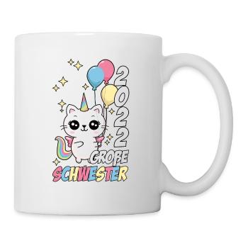 Große Schwester 2022 Schwangerschaft Baby Geburt - Tasse - Weiß - Rechts