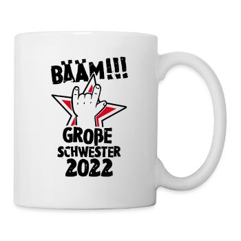 Rock Hand Mädchen Bääm Große Schwester 2022 - Tasse - Weiß - Rechts