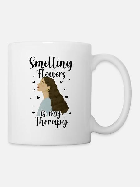Smelling Flowers Is My Therapy Botanical Florist P - Tasse - Weiß