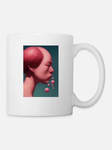 Bubblegum Porträt - Pop Art Style - Tasse - Weiß