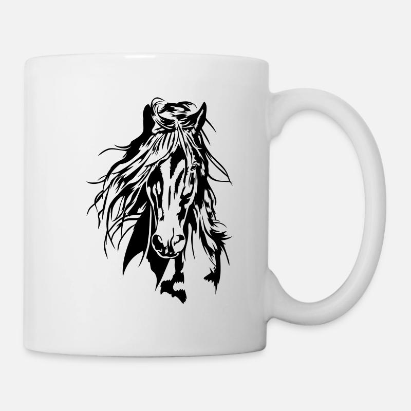 PFERD Portrait Pferde Reiter Wilsigns - Tasse - Weiß