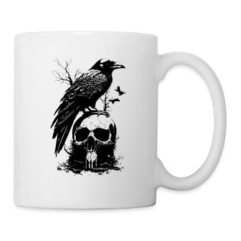 Raven Skull Forest Animal Bird Gothic Metal - Mug - white - Right