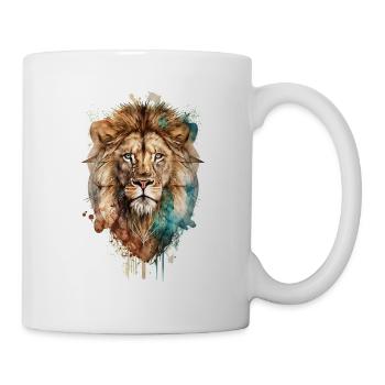 Löwe Aquarell König Tier Afrika Kinder Stark Zoo - Tasse - Weiß - Rechts