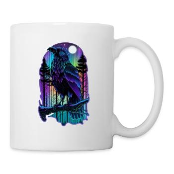 Raven Neon Watercolor Forest Animal Bird Gothic Metal - Mug - white - Right