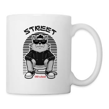 Rat cartoon old school street fasion - Tasse - Weiß - Rechts