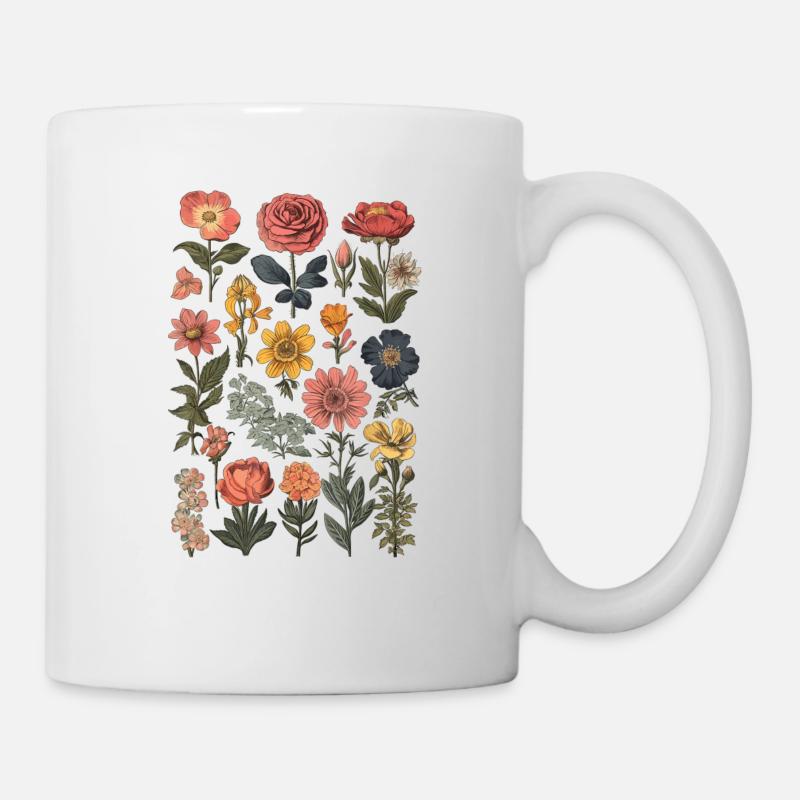 Fleurs sauvages Fleurs botaniques florales d’été - Mug blanc - blanc