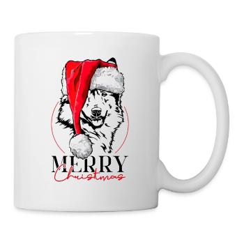 Santa Islandhund Merry Christmas Hunde Wilsigns - Tasse - Weiß - Rechts