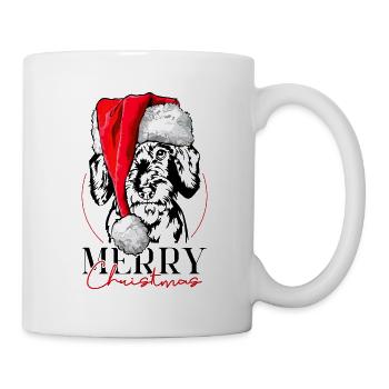 Santa Wire-haired Dachshund Merry Christmas Dog Wilsigns - Mug - white - Right