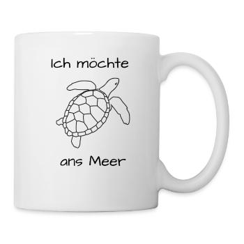 Ich möchte ans Meer , Schildkröte - Tasse - Weiß - Rechts