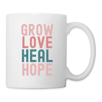tshirt affirmation " grandir, aimer, soigner, " - Mug blanc - blanc - Droite