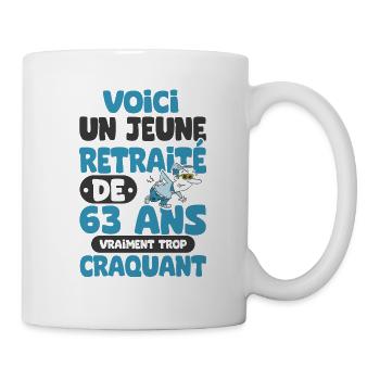 jeune retraité de 63 ans cadeau drôle retraite - Mug blanc - blanc - Droite