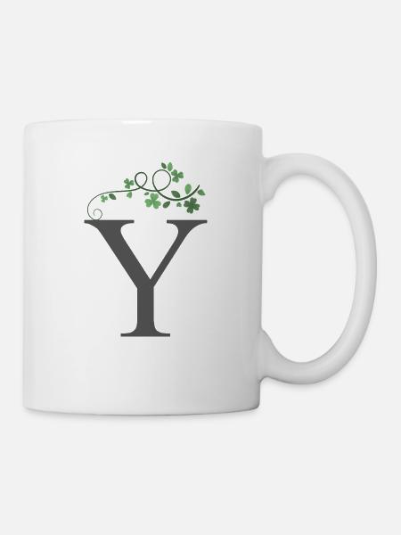 Y mit Kleeblätter - Tasse - Weiß