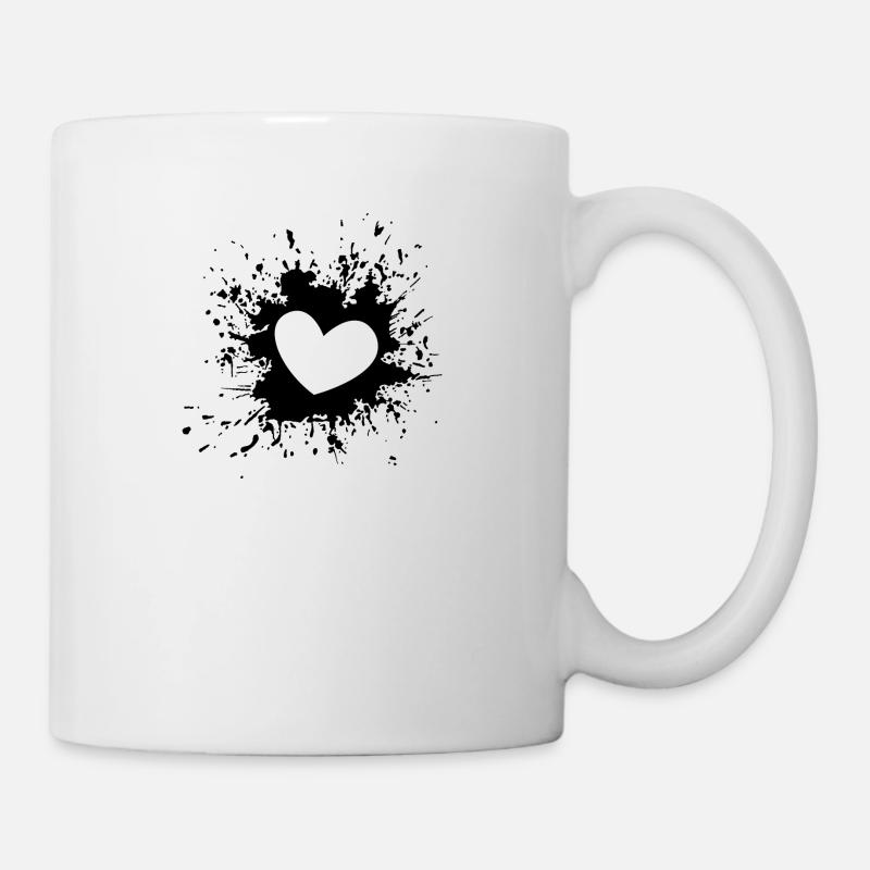 Coeur avec des éclaboussures de peinture - Mug blanc - blanc