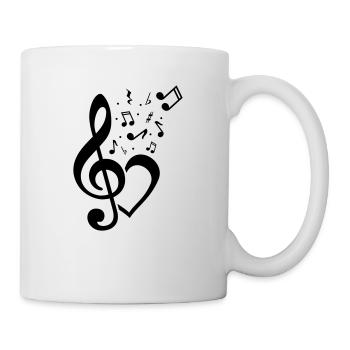 Symboles musicaux de note de musique de coeur de clef - Mug blanc - blanc - Droite