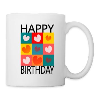 Birthday. HAPPY BIRTHDAY. Happy birthday. - Mug - white - Right