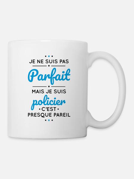 Je ne suis pas parfait mais je suis policier - Mug blanc - blanc
