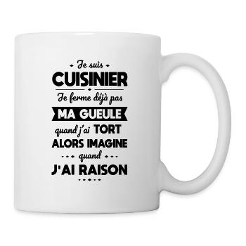 Je suis cuisinier - Je ferme pas ma gueule - Mug blanc - blanc - Droite