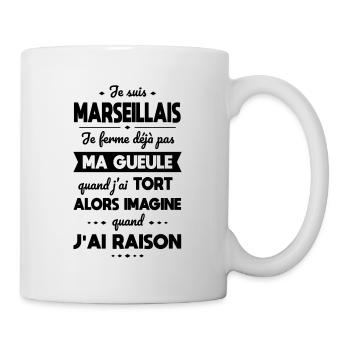 Je suis Marseillais - Je ferme pas ma gueule - Mug blanc - blanc - Droite