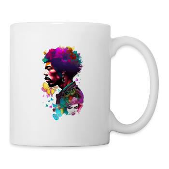 Jimi - Psychedelic Illustration with Girlfriend - Tasse - Weiß - Rechts