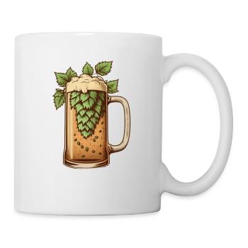Houblon dans un verre à bière artisanale - Mug blanc - blanc - Droite