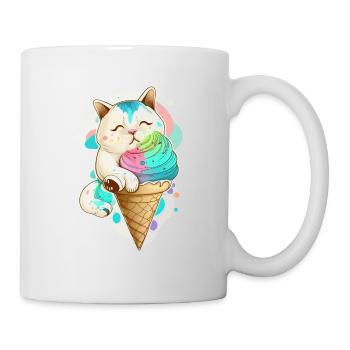 Chat avec de la crème glacée colorée - Mug blanc - blanc - Droite