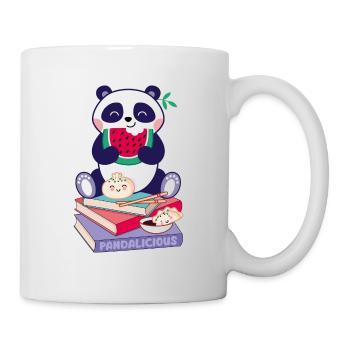 Panda auf Bücherstapel - Tasse - Weiß - Rechts