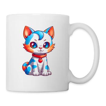 Chat mignon avec une fourrure bleu orange - Mug blanc - blanc - Droite
