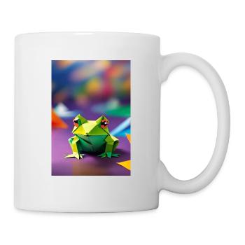 Grüner Origami-Frosch - Tasse - Weiß - Rechts