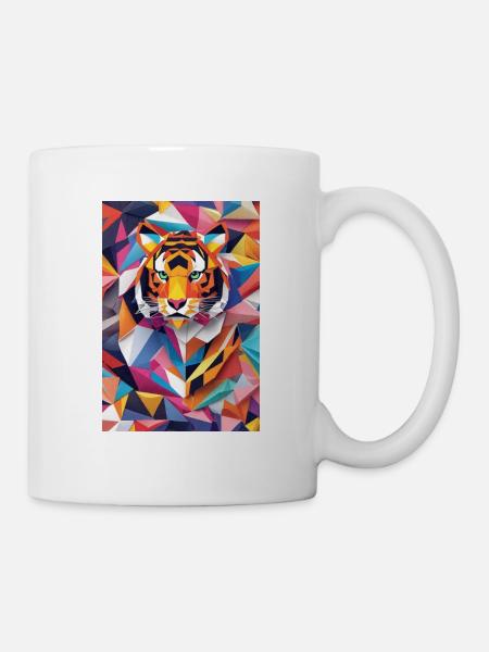 Königliche Streifen: Origami-Tiger - Tasse - Weiß