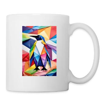 Regenbogen-Origami-Pinguin - Tasse - Weiß - Rechts