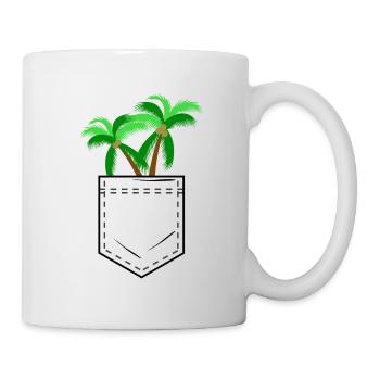 Shirt pocket with palm tree motif - Mug - white - Right