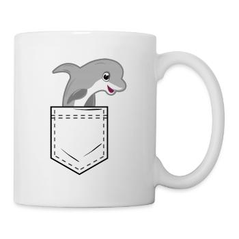 Shirt pocket with cute dolphin - Mug - white - Right