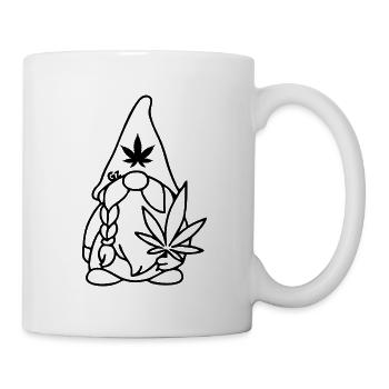 Wikingerzwerg Wikingerwichtel mit Hanfblatt - Tasse - Weiß - Rechts
