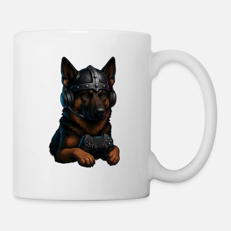 Gaming Hund mit Wikingerhelm - Tasse - Weiß