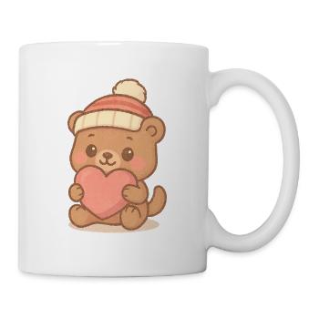 Kawaii Love Bear – Baby Teddy Bear with a Pink Heart - Mug - white - Right