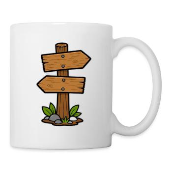 Holzschild im Wald – Comic-Stil - Tasse - Weiß - Rechts