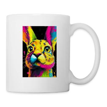 Bunter Hasenkopf  Pop-Art - Tasse - Weiß - Rechts