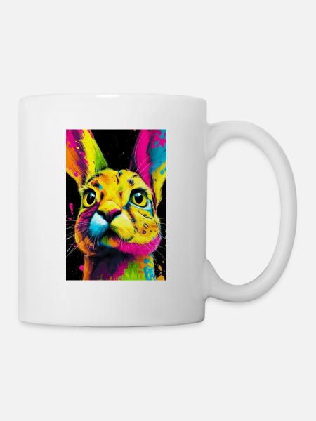 Bunter Hasenkopf Pop-Art - Tasse - Weiß