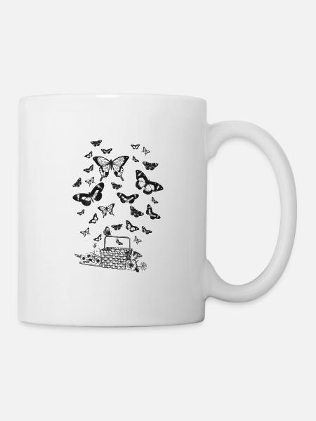 Papillons d'un panier - Mug blanc - blanc