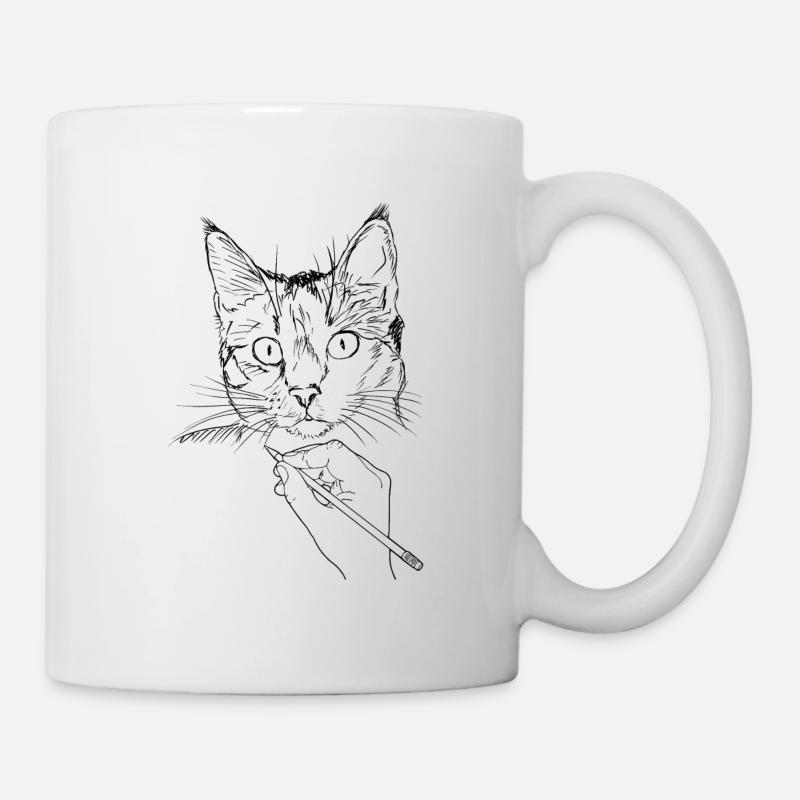 Dessin de chat - Mug blanc - blanc