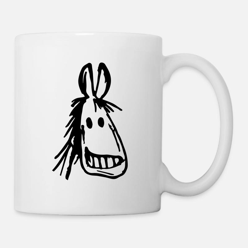 cheval tête de cheval riant cheval - Mug blanc - blanc