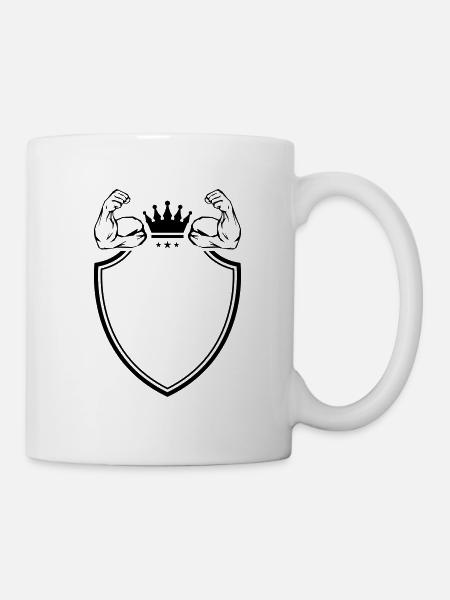 muskeln arm bizeps wappen leer - Tasse - Weiß