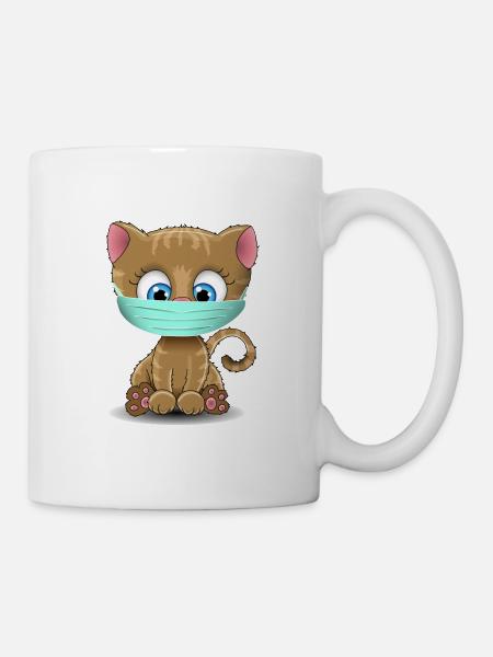 Mundschutz Katze - Tasse - Weiß