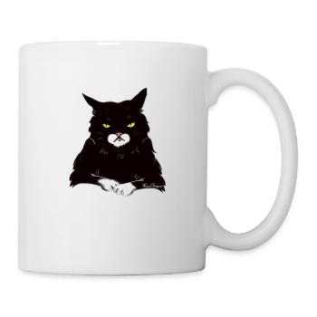 Die motzige Katze weiß umrandet - Tasse - Weiß - Rechts