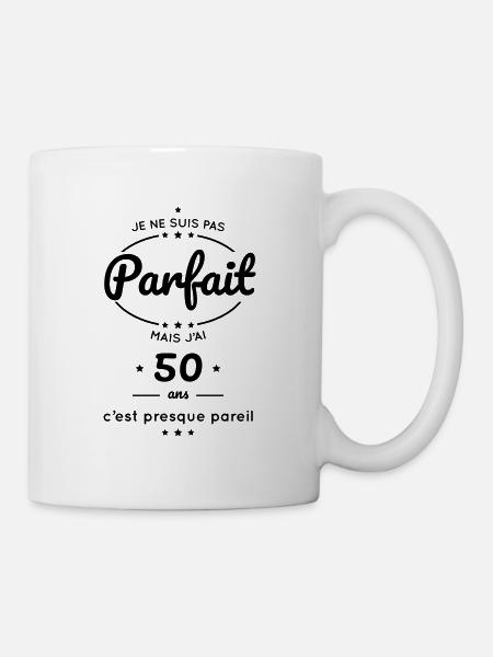 Anniversaire 50 ans - Pas parfait mais j'ai 50 ans - Mug blanc - blanc