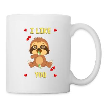 Baby Faultier findet: I like you - Tasse - Weiß - Rechts